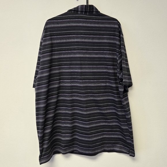 Roundtree & Yorke Stripe Polo Shirt Charcoal Gray XL - Picture 2 of 6